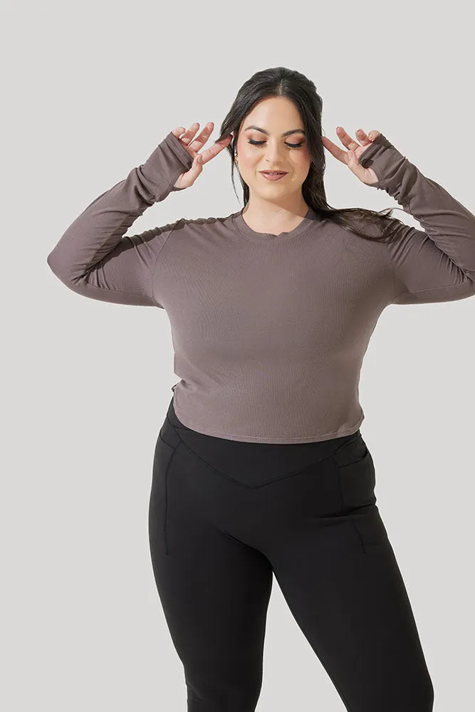 Refine Long Sleeve Top - Woodland Taupe sold by POPFLEX