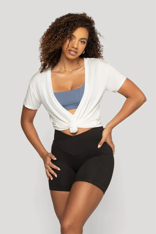 Reversible Deep V Tee - Cloud Dancer sold by POPFLEX