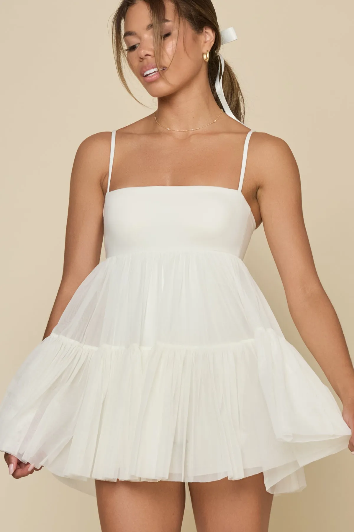 Pirouette Babydoll Dress - Coconut Cream sold by POPFLEX