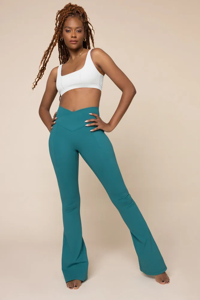 Crisscross Hourglass® Flared Legging with Pockets - Emerald sold by POPFLEX product image thumbnail 2