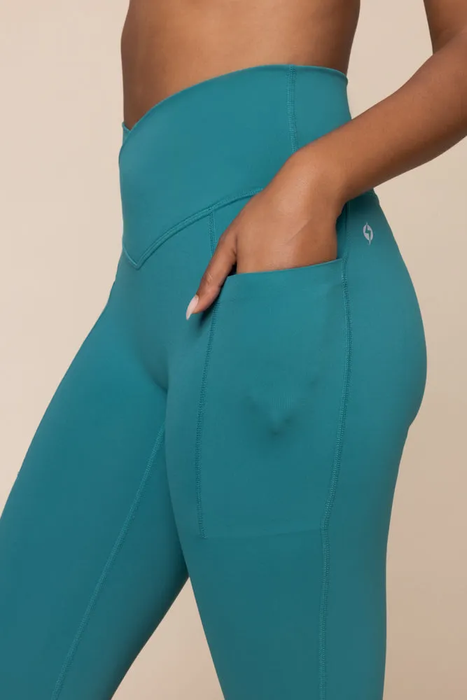 Crisscross Hourglass® Flared Legging with Pockets - Emerald sold by POPFLEX product image thumbnail 4
