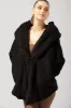 Faux Sherpa Cocoon Coat - Black sold by POPFLEX