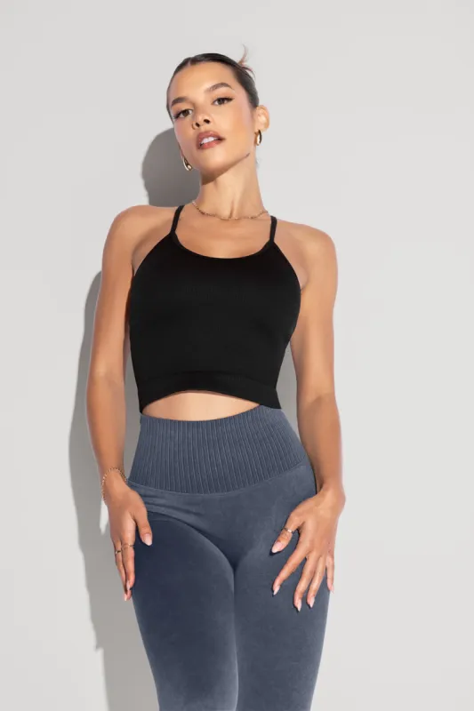 What's the Scoop Seamless Crop Tank - Black sold by POPFLEX