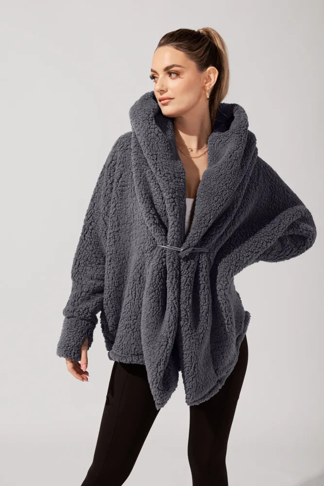 Faux Sherpa Cocoon Coat - Cool Grey sold by POPFLEX product image thumbnail 5