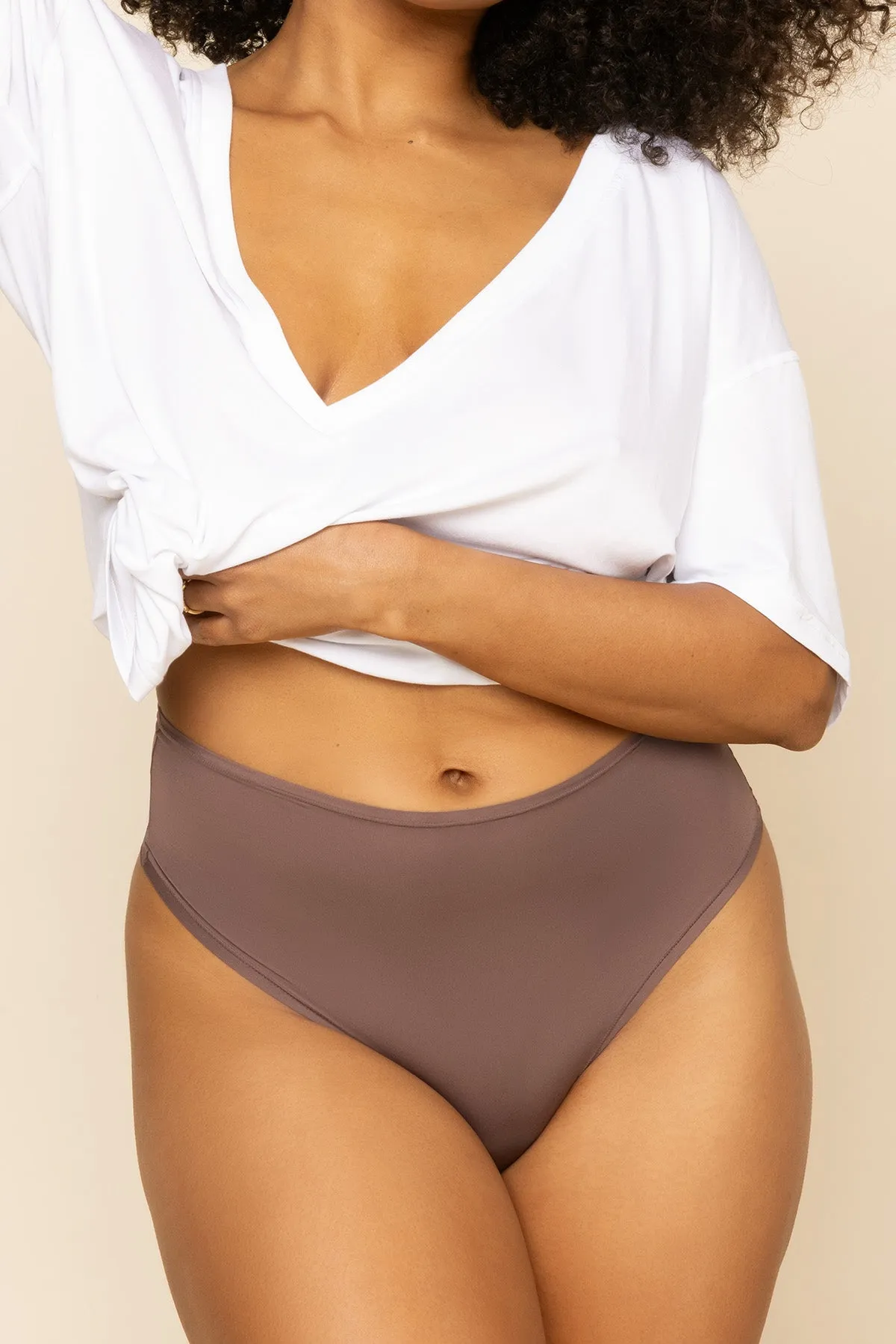 Next to Nothing Higher Rise Thong Panty - Dark Mocha sold by POPFLEX product image thumbnail 4