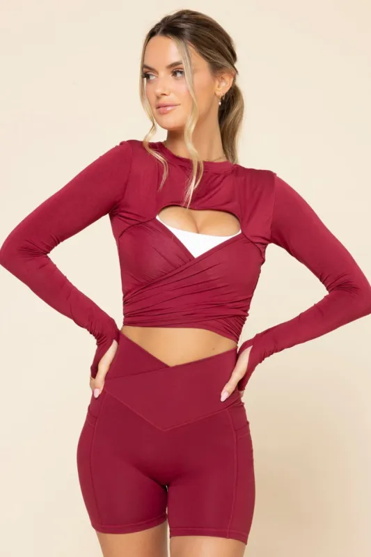 Bow Back Long Sleeve Top - Ruby sold by POPFLEX