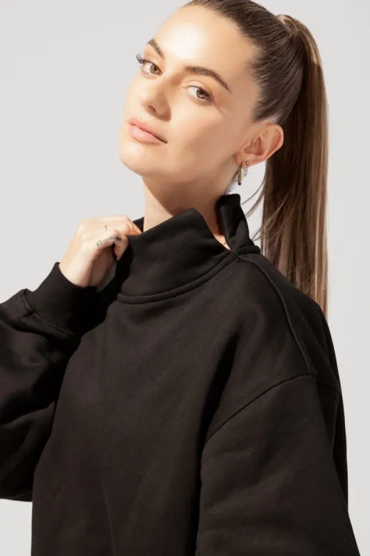 Uptown Mockneck Sweatshirt - Black made by POPFLEX