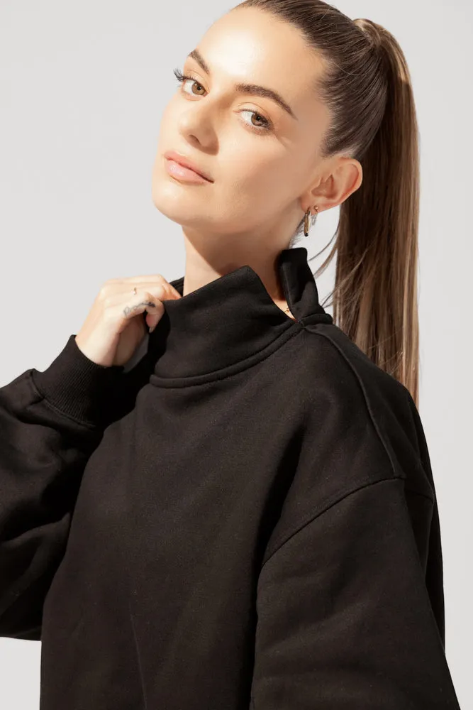 Uptown Mockneck Sweatshirt - Black sold by POPFLEX