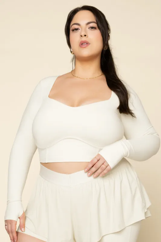 Sweetheart Long Sleeve Crop Top - Ivory sold by POPFLEX