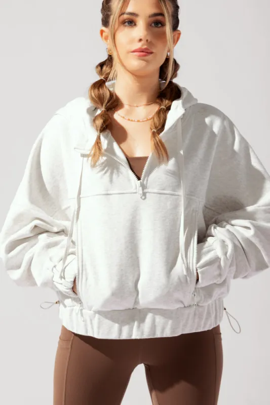 Half Zip Warm Up Hoodie - Light Heather Grey sold by POPFLEX