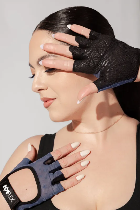 Luxe Mesh Training Gloves - Navy Stars sold by POPFLEX