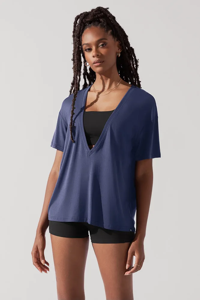 Daring Deep V Tee - Dark Navy sold by POPFLEX