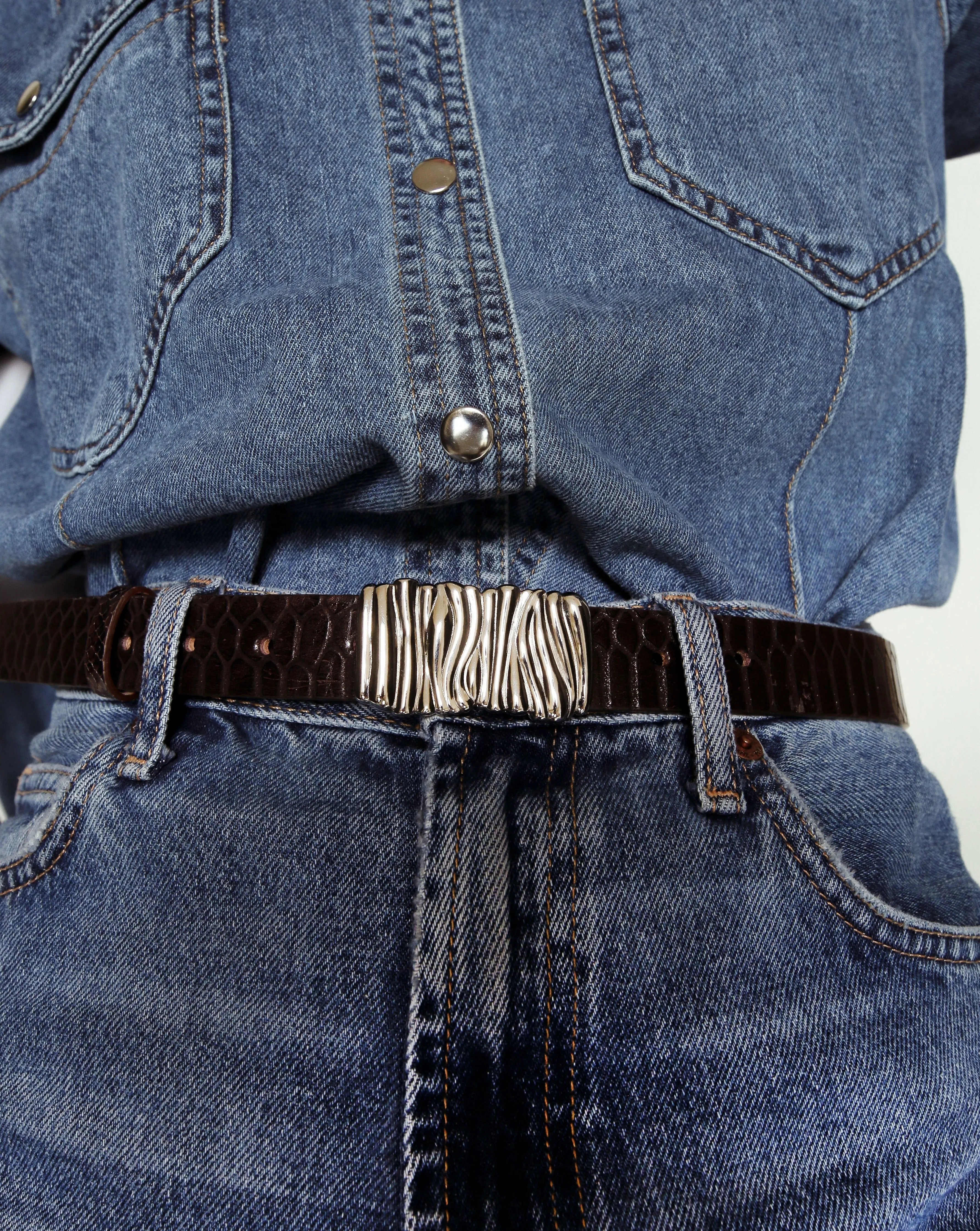 GAIA BELT BROWN CROC sold by Heaven Mayhem product image thumbnail 3