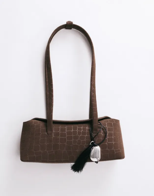 Mini Chrystie Bag - Chocolate Suede Croc sold by Heaven Mayhem