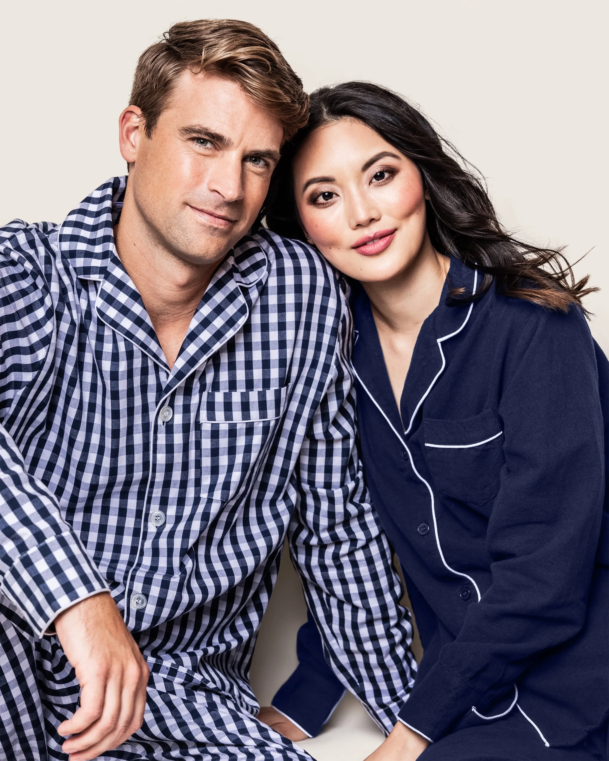 Women's Flannel Pajama Set in Navy sold by Petite Plume product image thumbnail 3