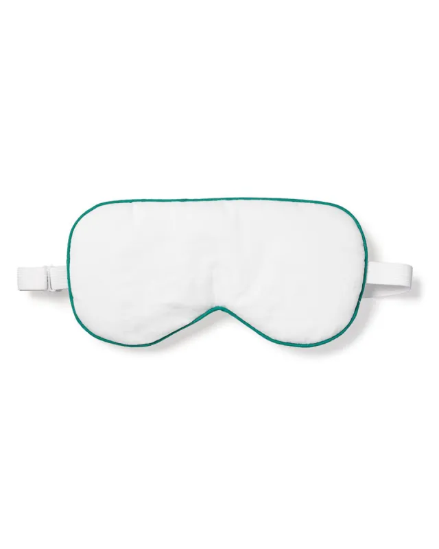 Adult's Sleep Mask in White with Green Piping sold by Petite Plume