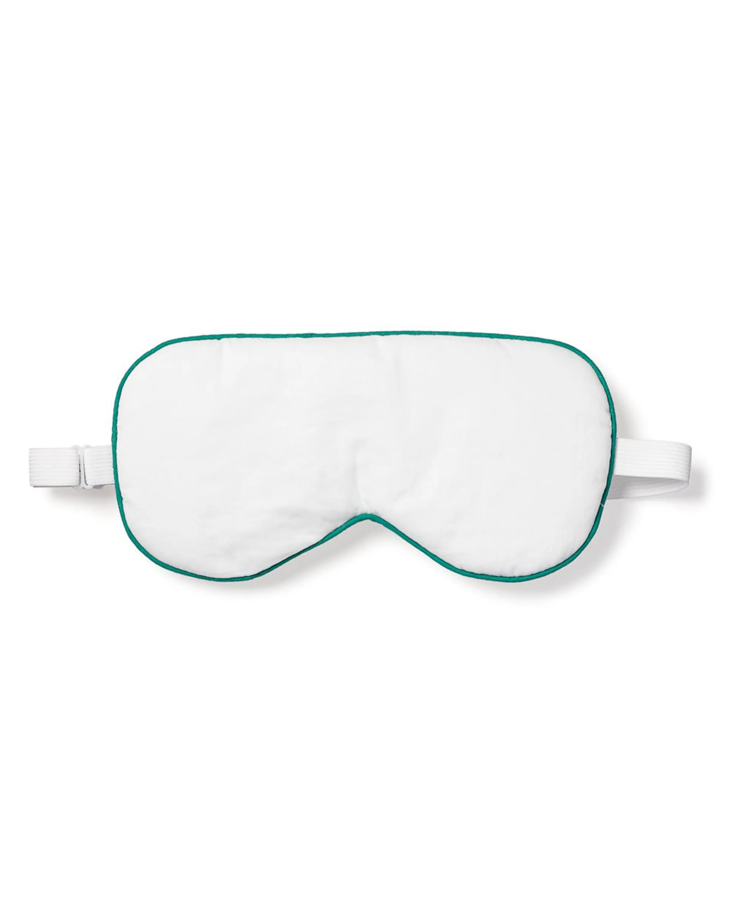 Adult's Sleep Mask in White with Green Piping sold by Petite Plume
