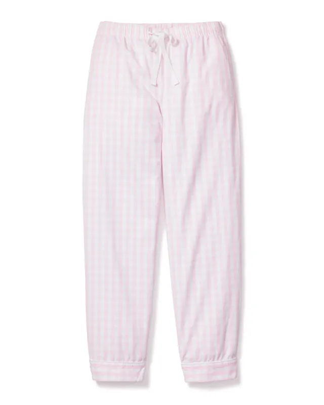 Women's Twill Pajama Pants in Pink Gingham sold by Petite Plume
