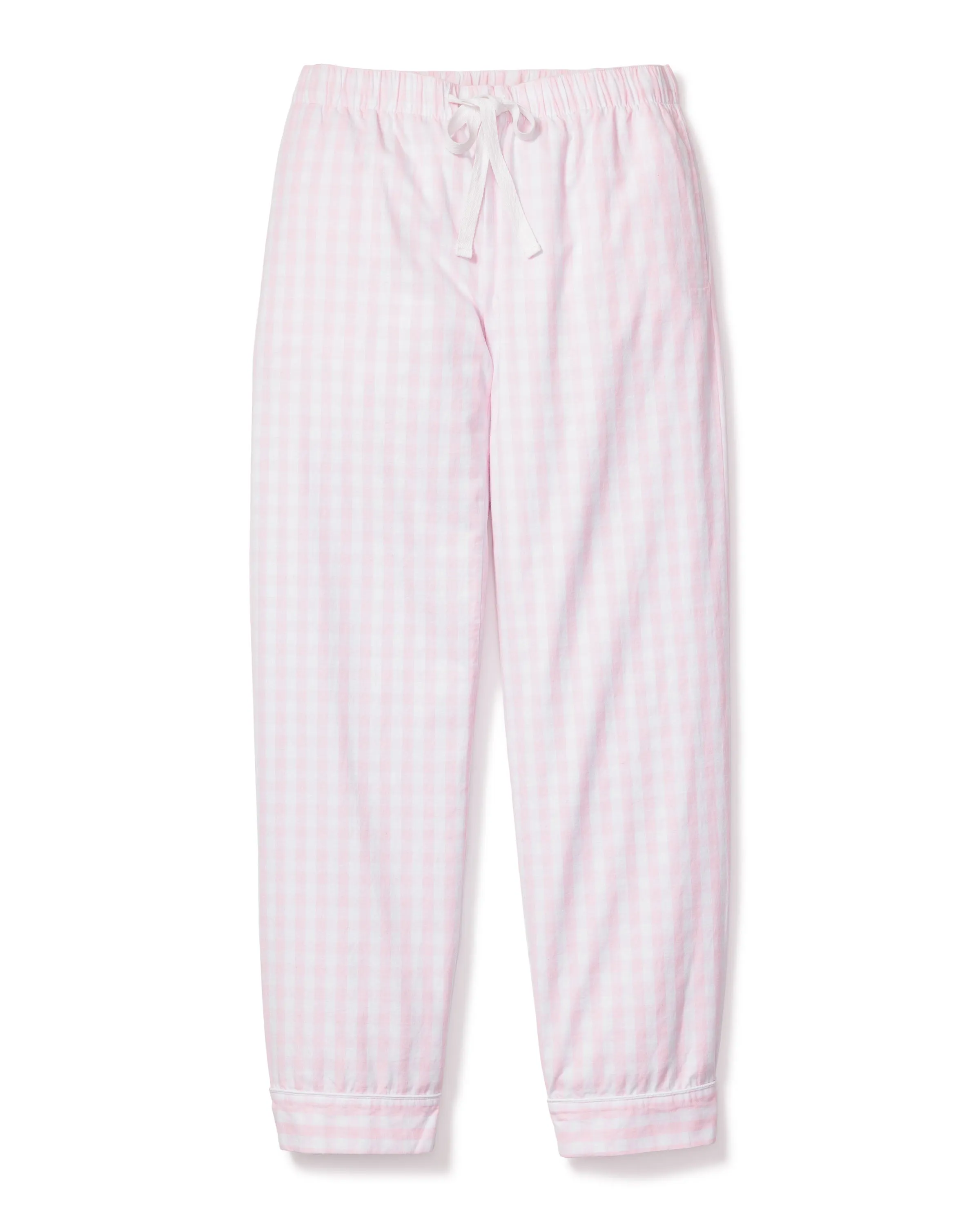Women's Twill Pajama Pants in Pink Gingham sold by Petite Plume