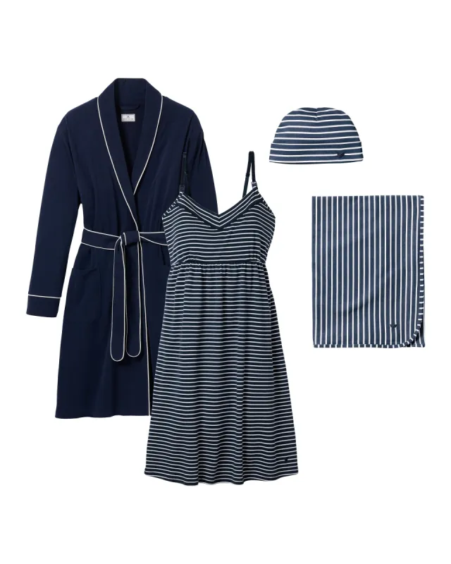 The Hospital Stay Luxe Set - Navy & Navy Stripe sold by Petite Plume