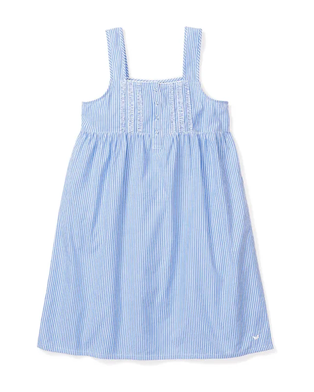 Women's Twill Charlotte Nightgown in French Blue Seersucker sold by Petite Plume