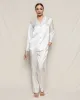 Women's Silk Pajama Set in White sold by Petite Plume