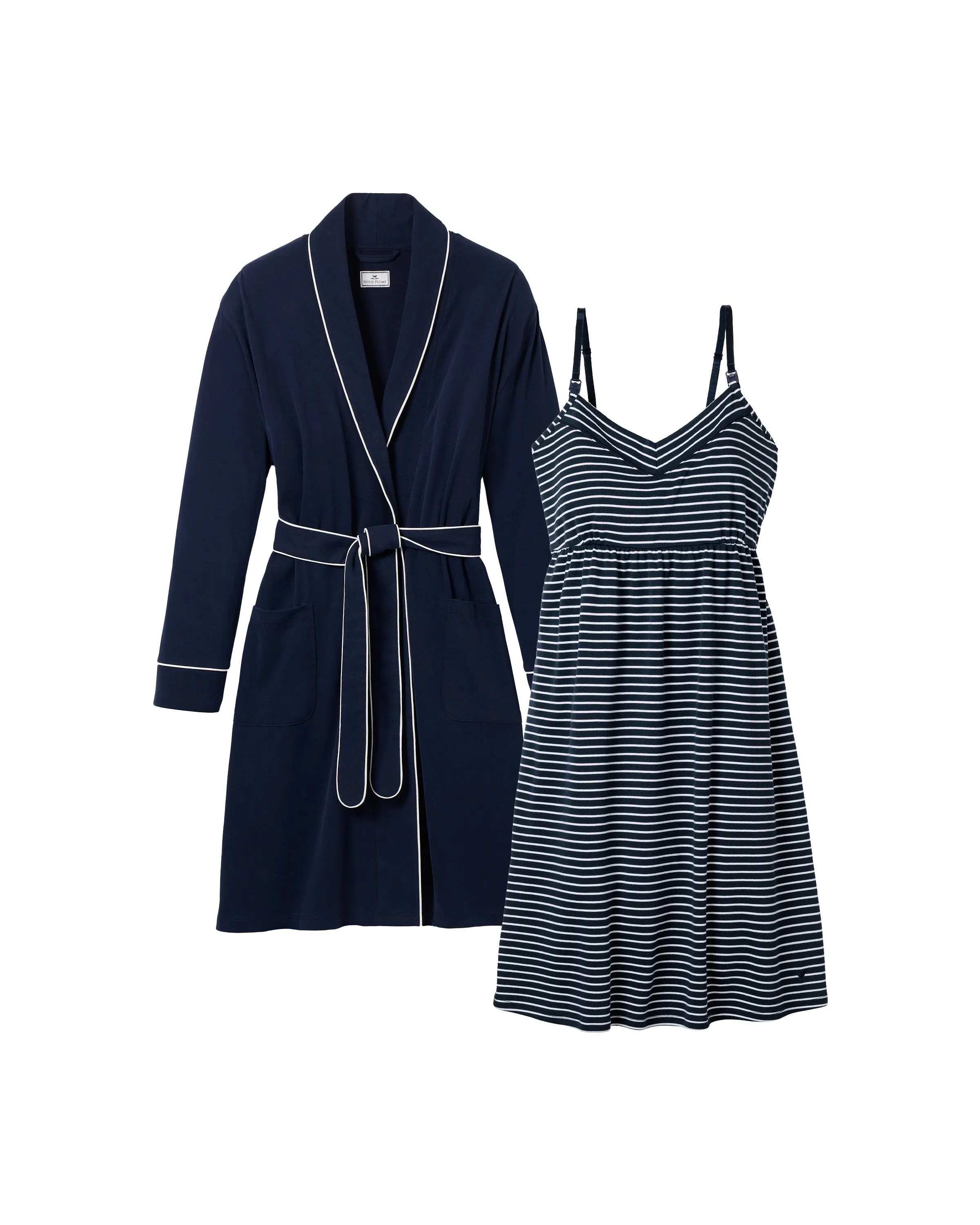 The Essential Maternity Set - Navy & Navy Stripe sold by Petite Plume