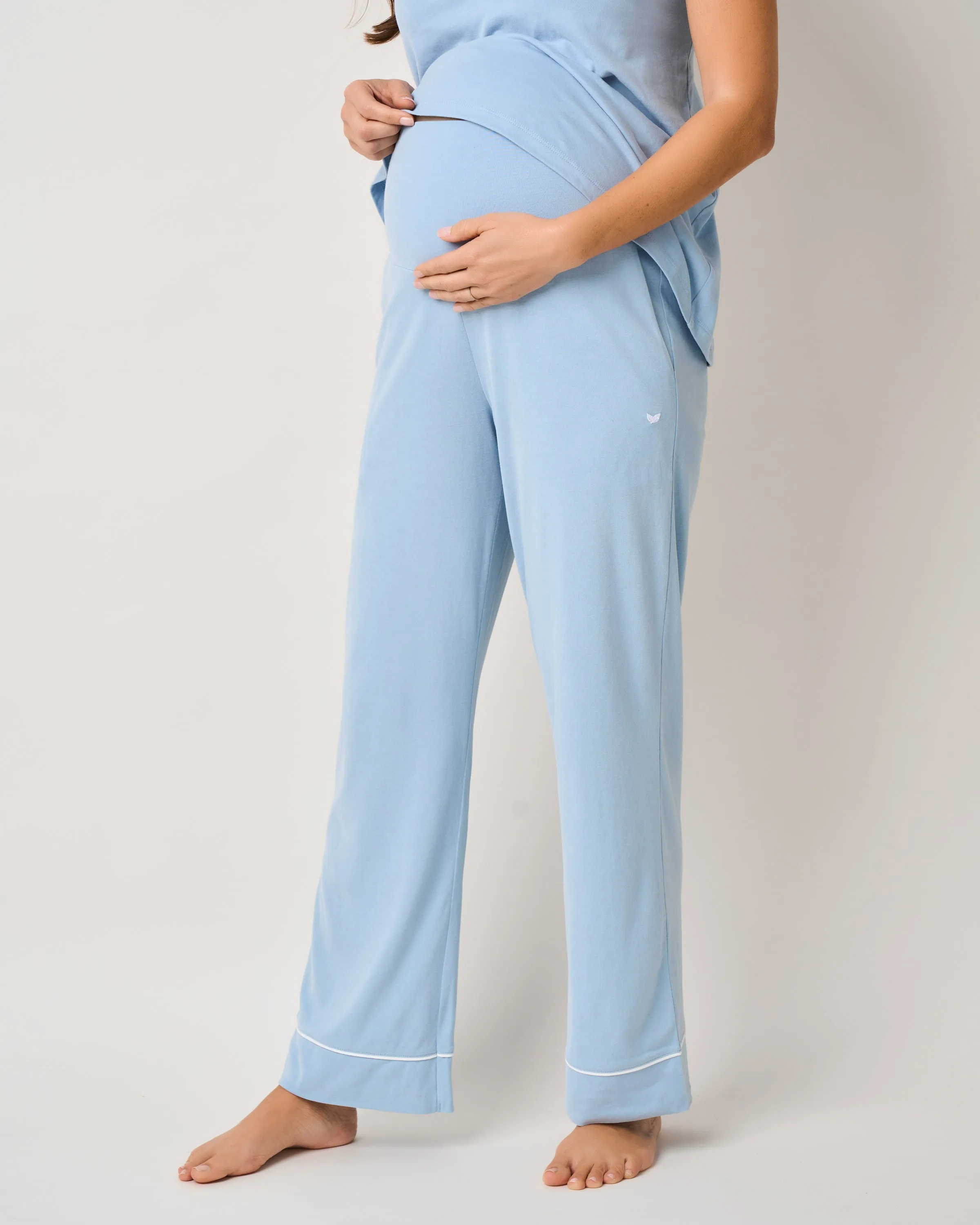 Women's Pima Maternity Pants in Periwinkle sold by Petite Plume product image thumbnail 3