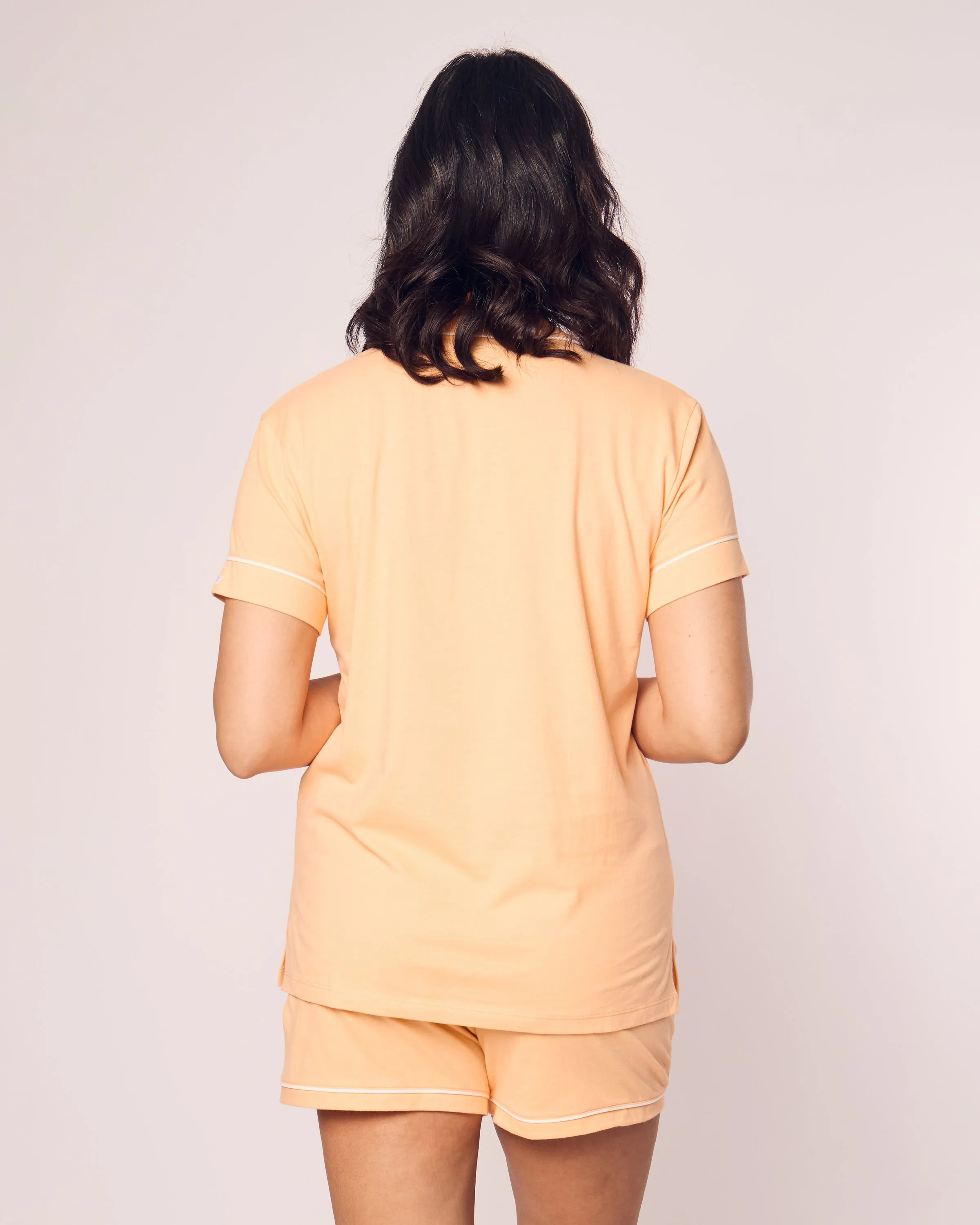 Women's Pima Short Sleeve Short Set in Peach sold by Petite Plume product image thumbnail 4