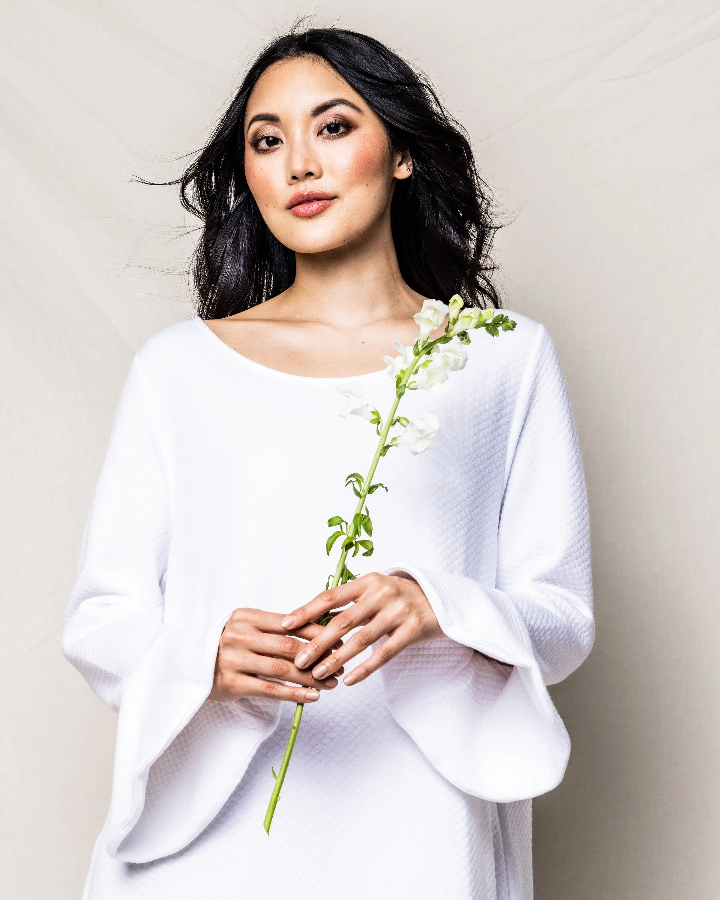 Women's Pima Ophelia Nightgown in White Jacquard sold by Petite Plume product image thumbnail 3