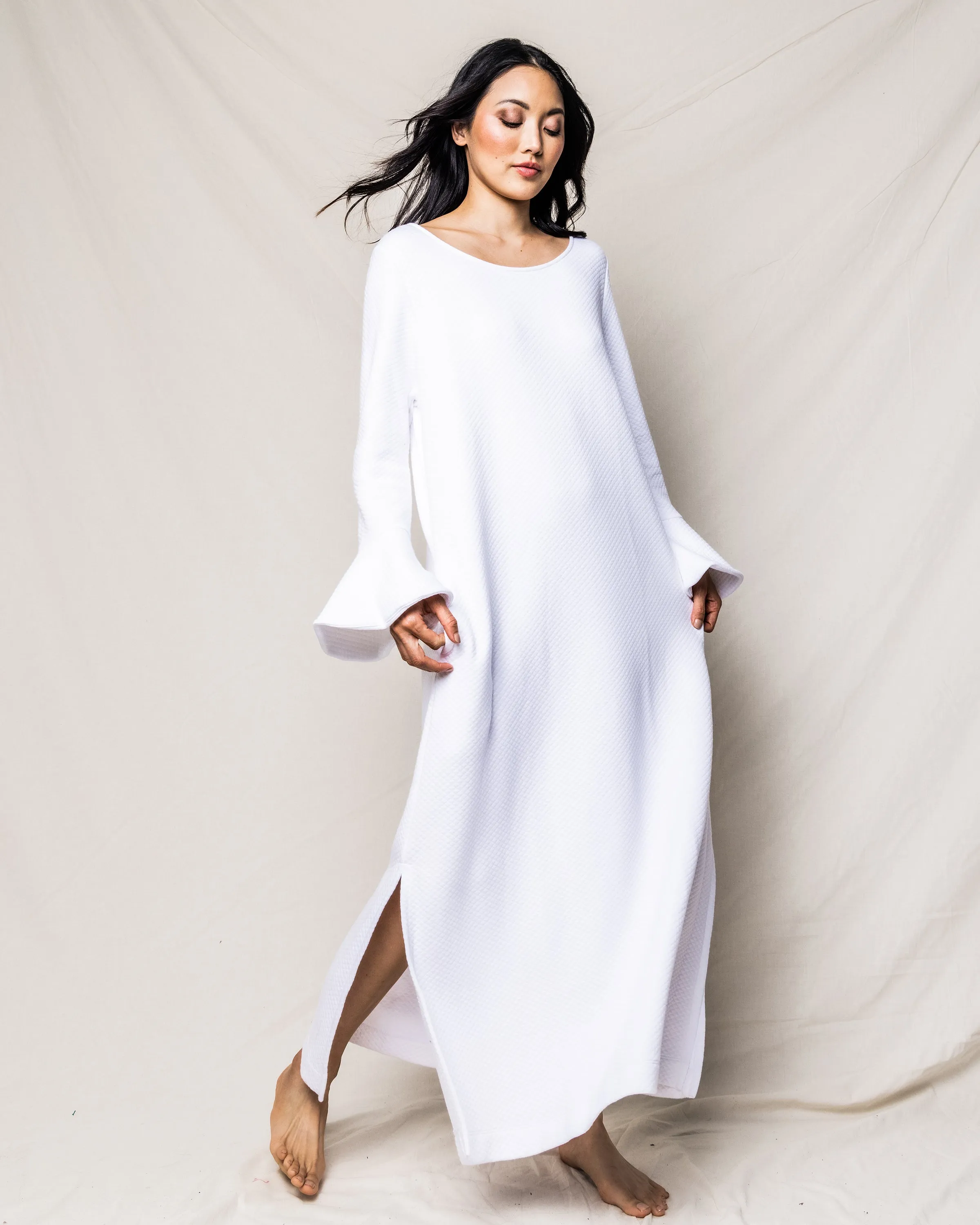Women's Pima Ophelia Nightgown in White Jacquard sold by Petite Plume product image thumbnail 2