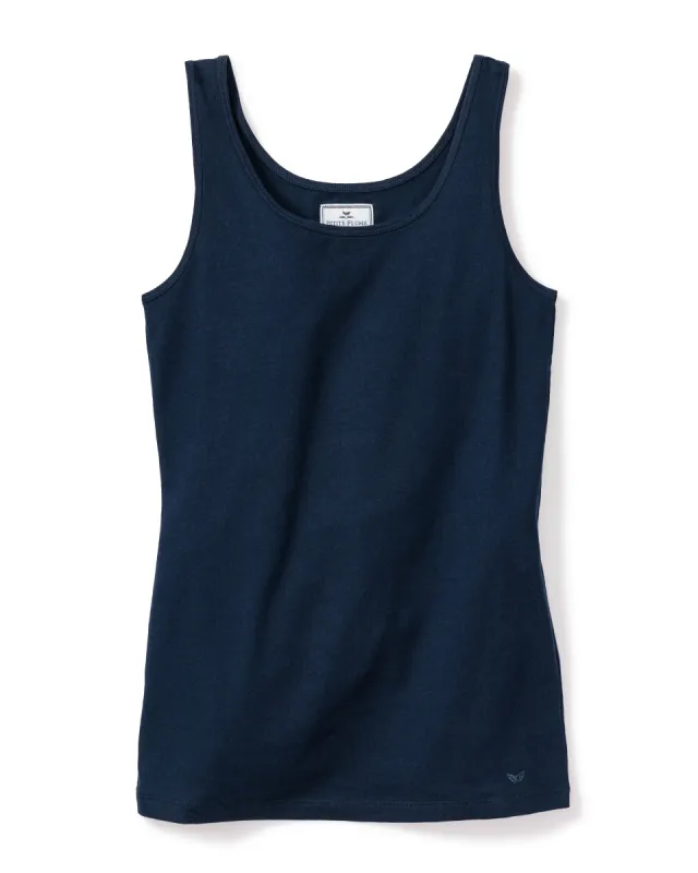 Women's Pima Tank Top in Navy sold by Petite Plume