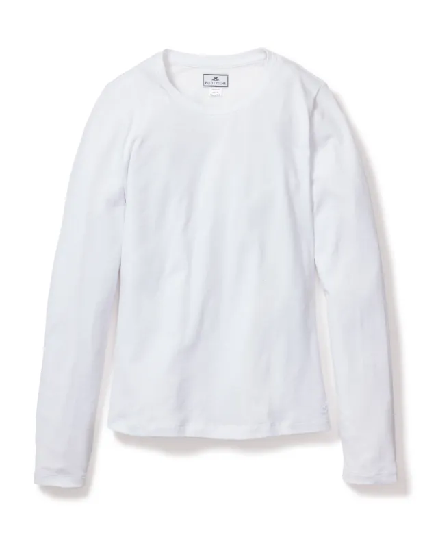 Women's Pima Long Sleeve Top in White sold by Petite Plume