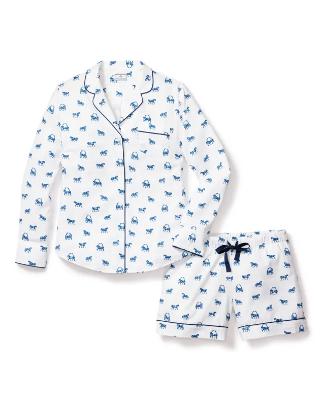 Women's Twill Long Sleeve Short Set in The Equestrian sold by Petite Plume