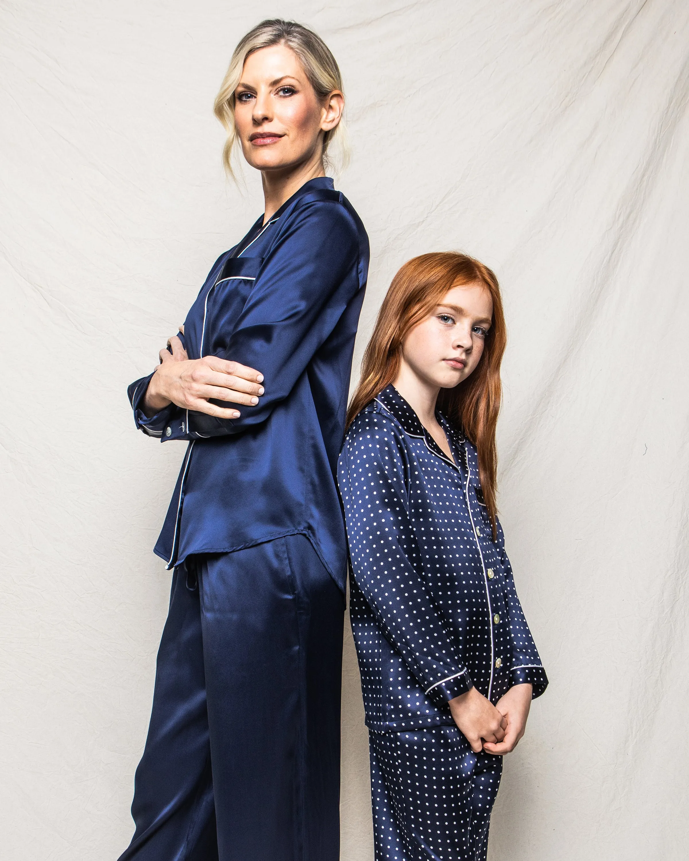 Women's Silk Pajama Set in Navy sold by Petite Plume product image thumbnail 4