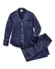 Women's Silk Pajama Set in Navy sold by Petite Plume