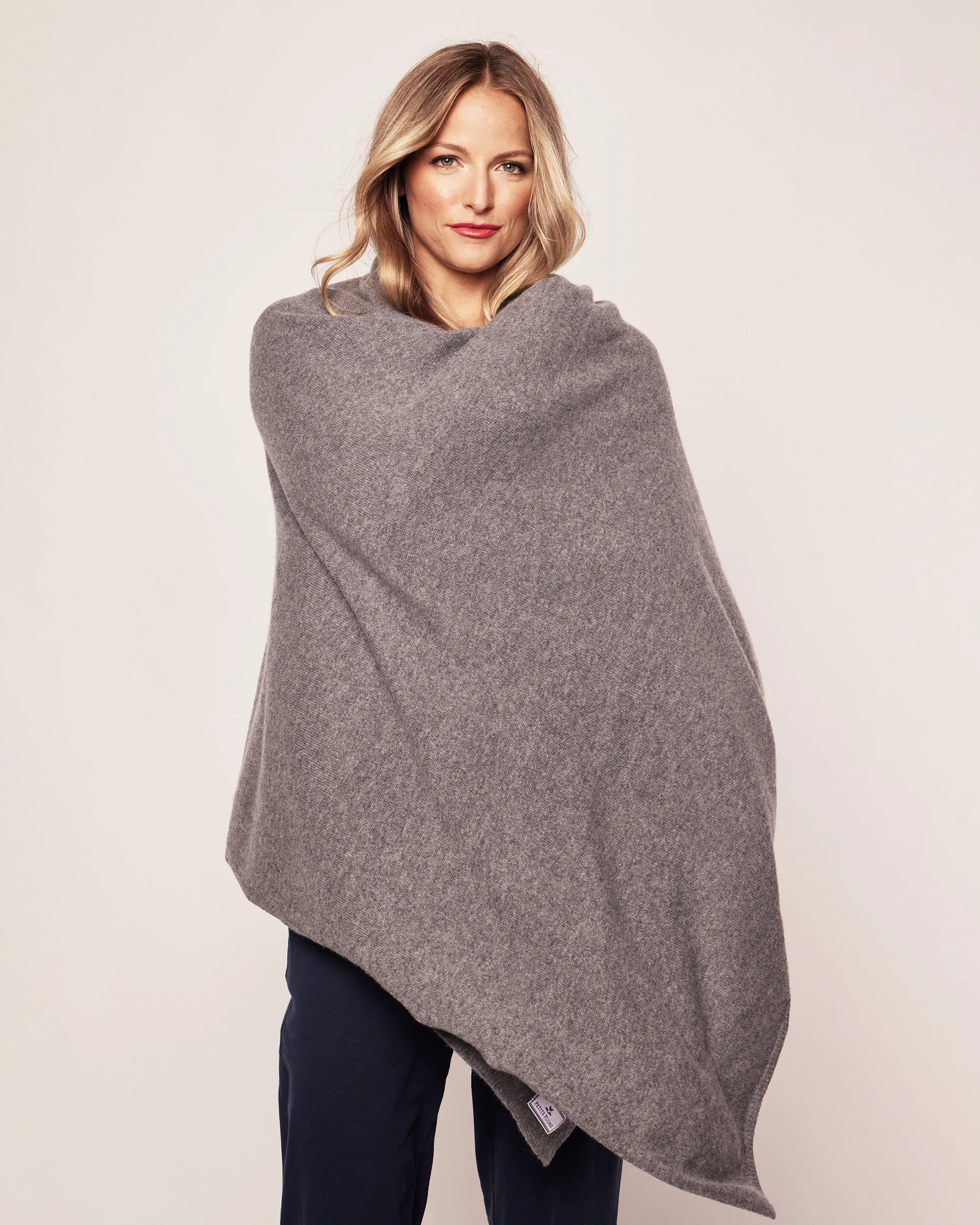 Women's Cashmere Wrap in Dark Grey sold by Petite Plume product image thumbnail 4