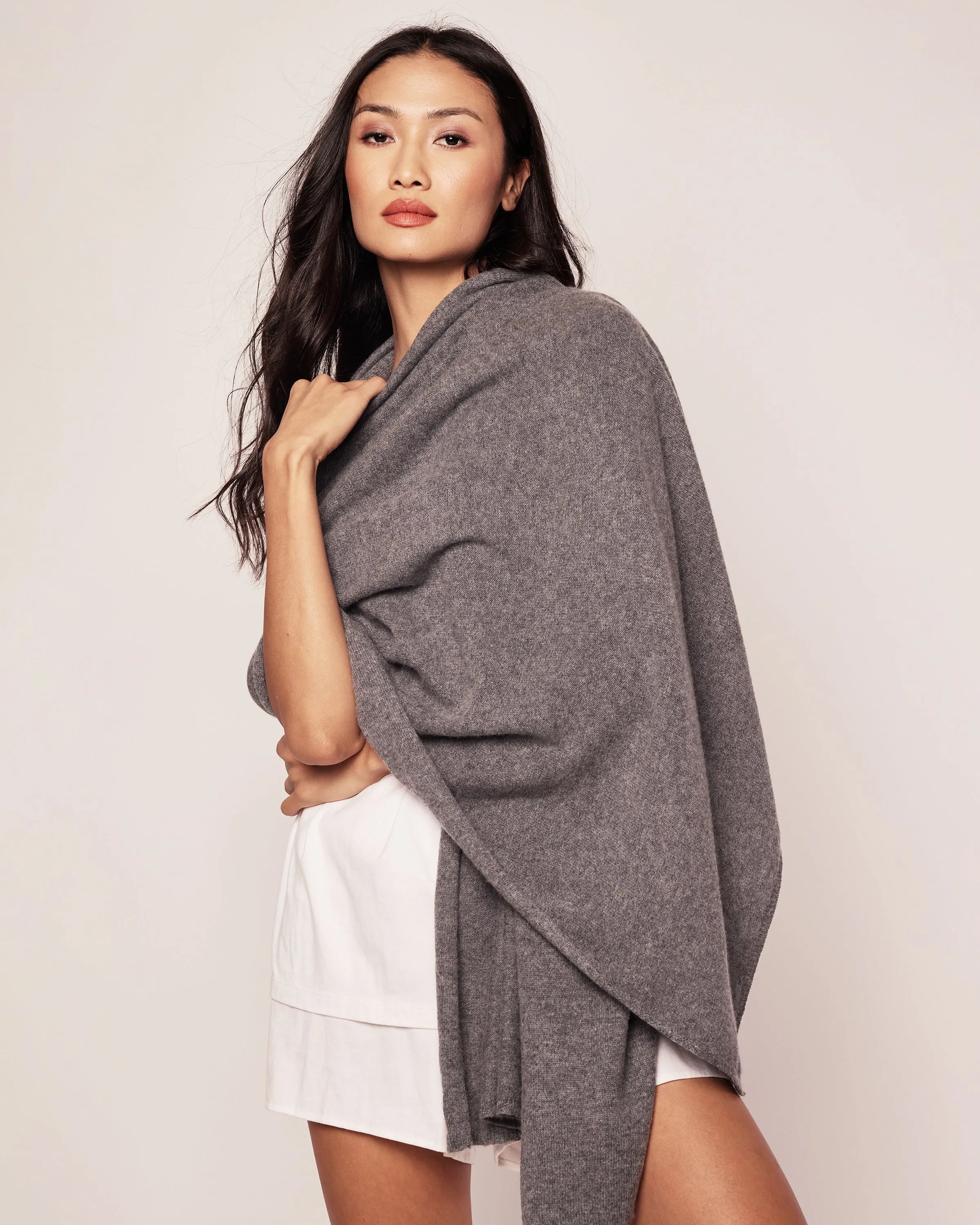 Women's Cashmere Wrap in Dark Grey sold by Petite Plume