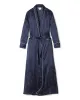 Women's Silk Long Robe in Navy Polka Dot sold by Petite Plume