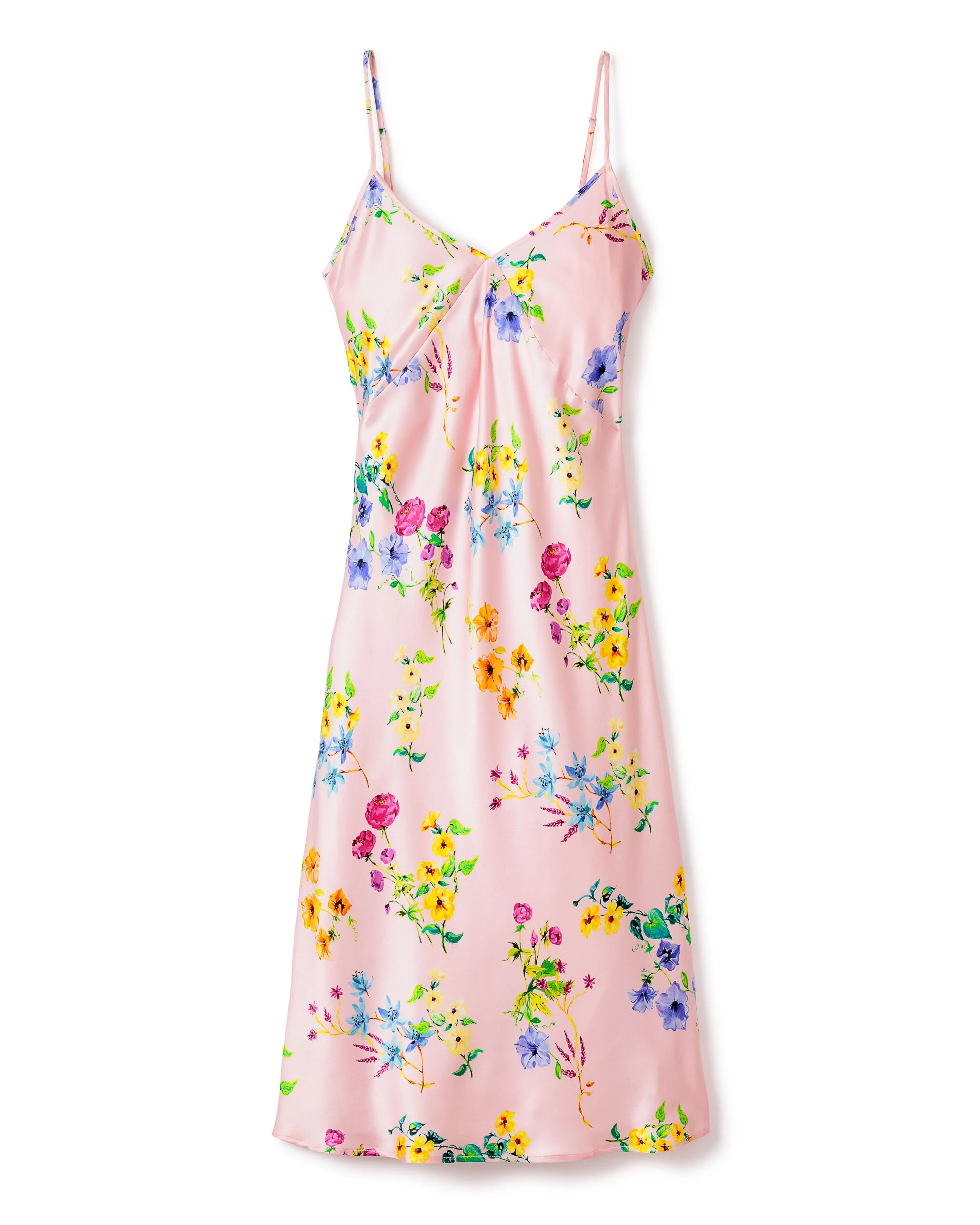 Women's Silk Cosette Nightgown in Blush Brilliant Botanical sold by Petite Plume