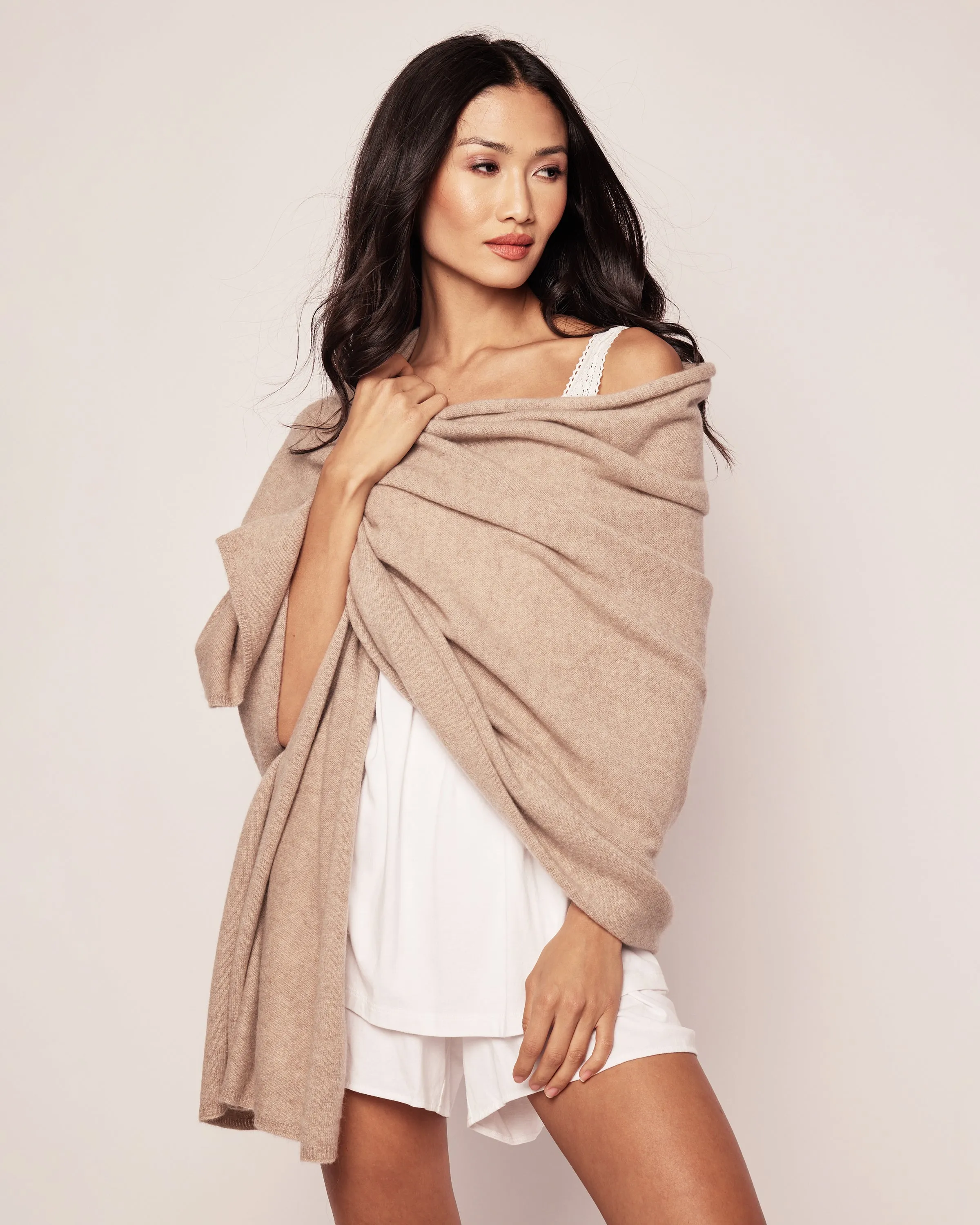 Women's Cashmere Wrap in Beige sold by Petite Plume