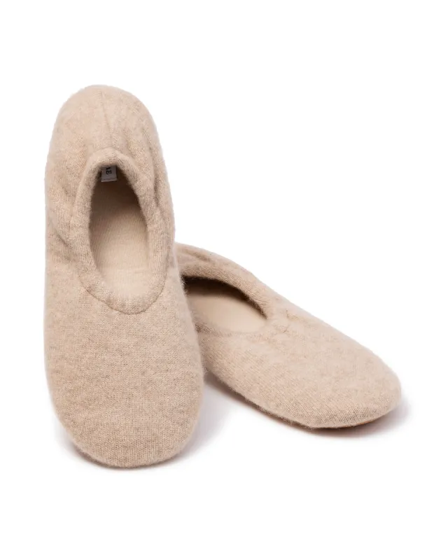 Women's Cashmere Slippers in Beige sold by Petite Plume