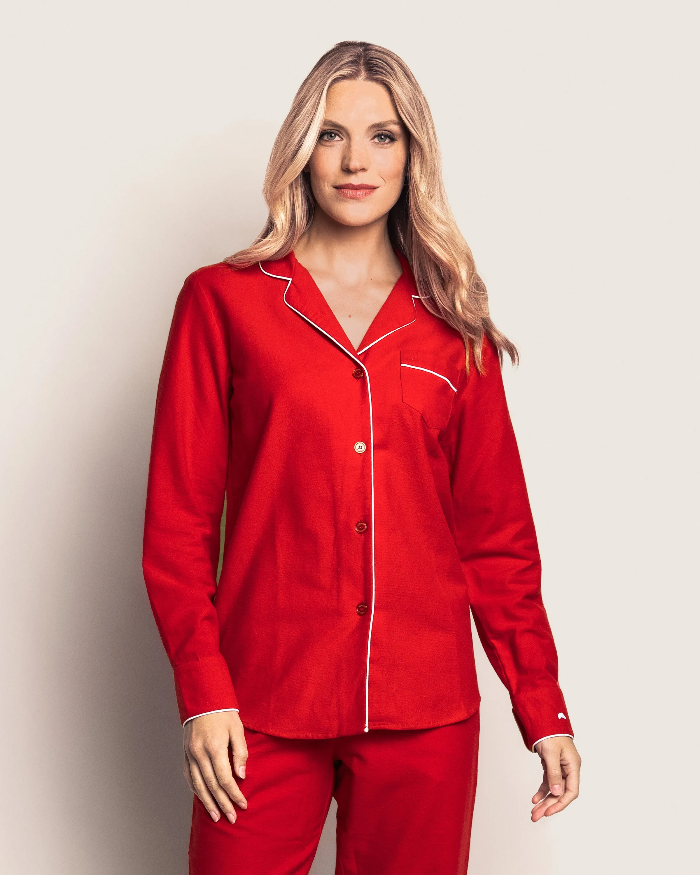 Women's Flannel Pajama Set in Red sold by Petite Plume product image thumbnail 3