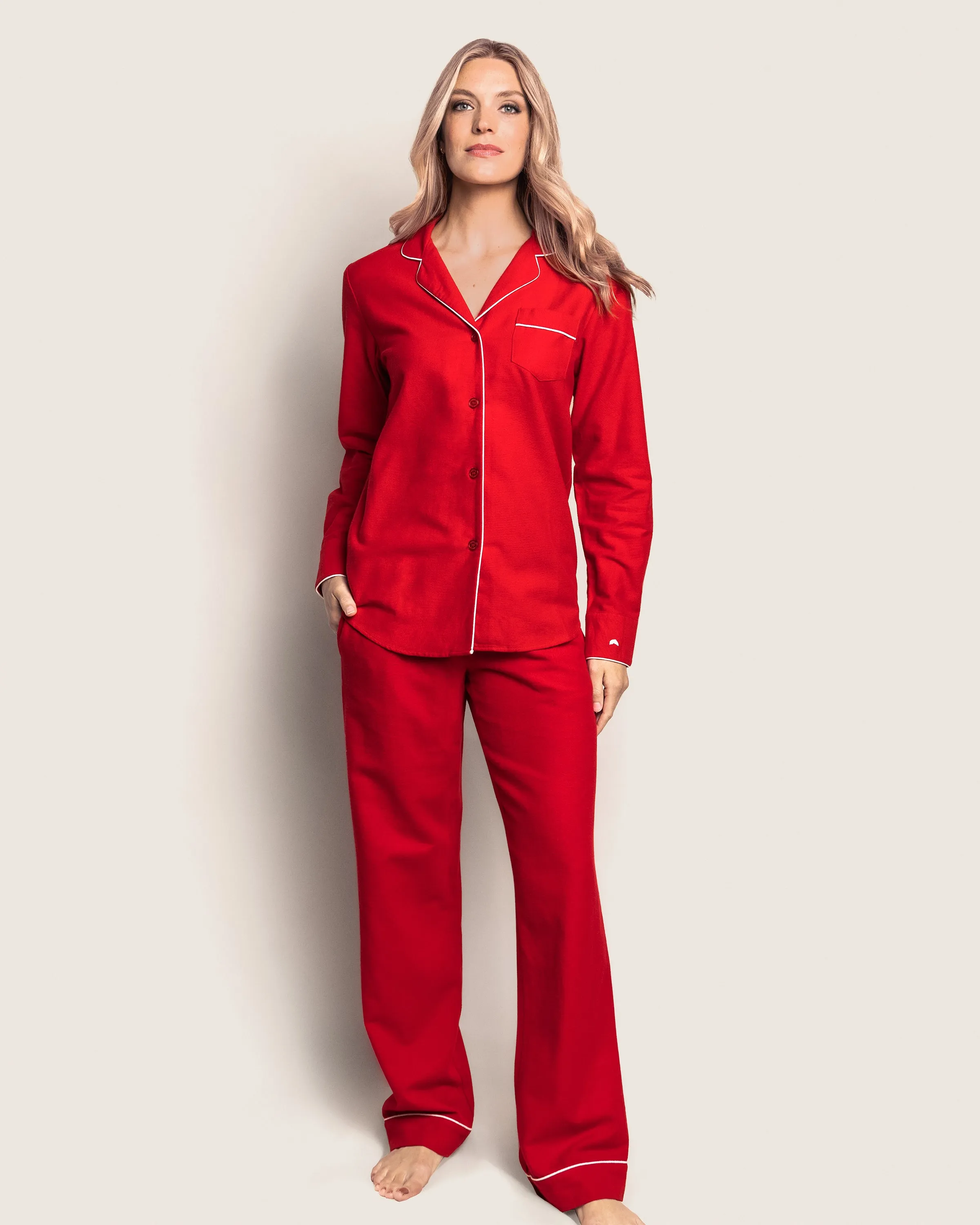 Women's Flannel Pajama Set in Red sold by Petite Plume product image thumbnail 2