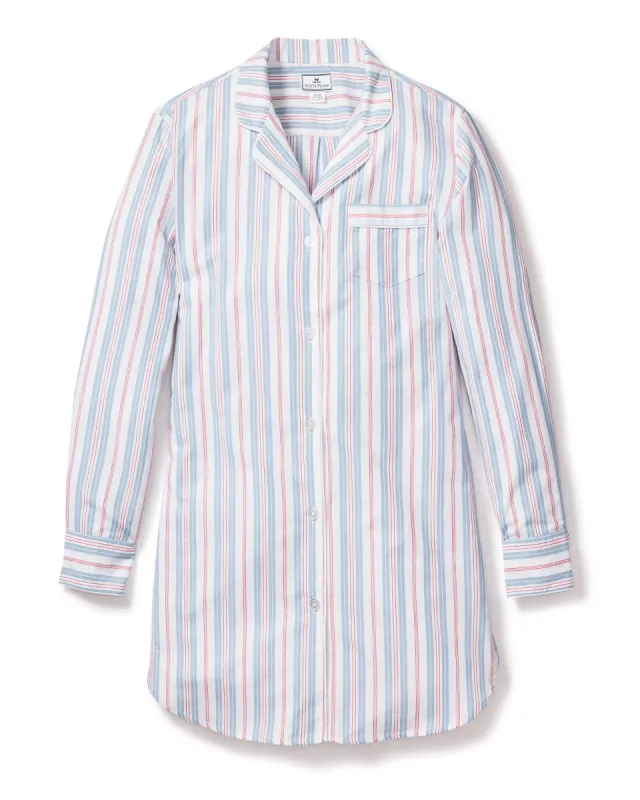 Women's Twill Nightshirt in Vintage French Stripes sold by Petite Plume