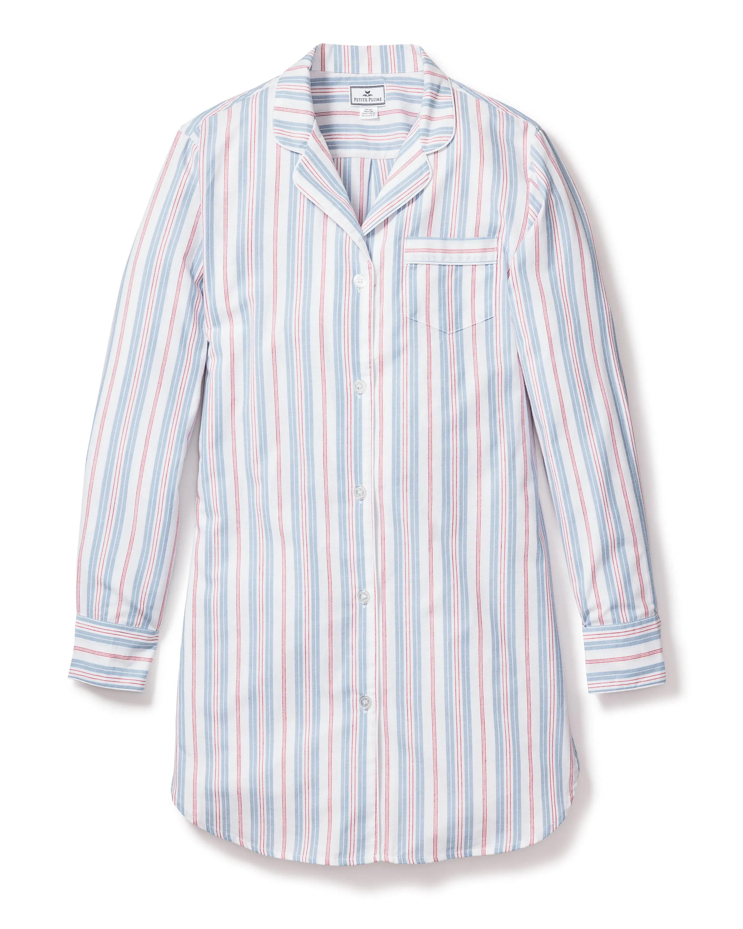Women's Twill Nightshirt in Vintage French Stripes sold by Petite Plume