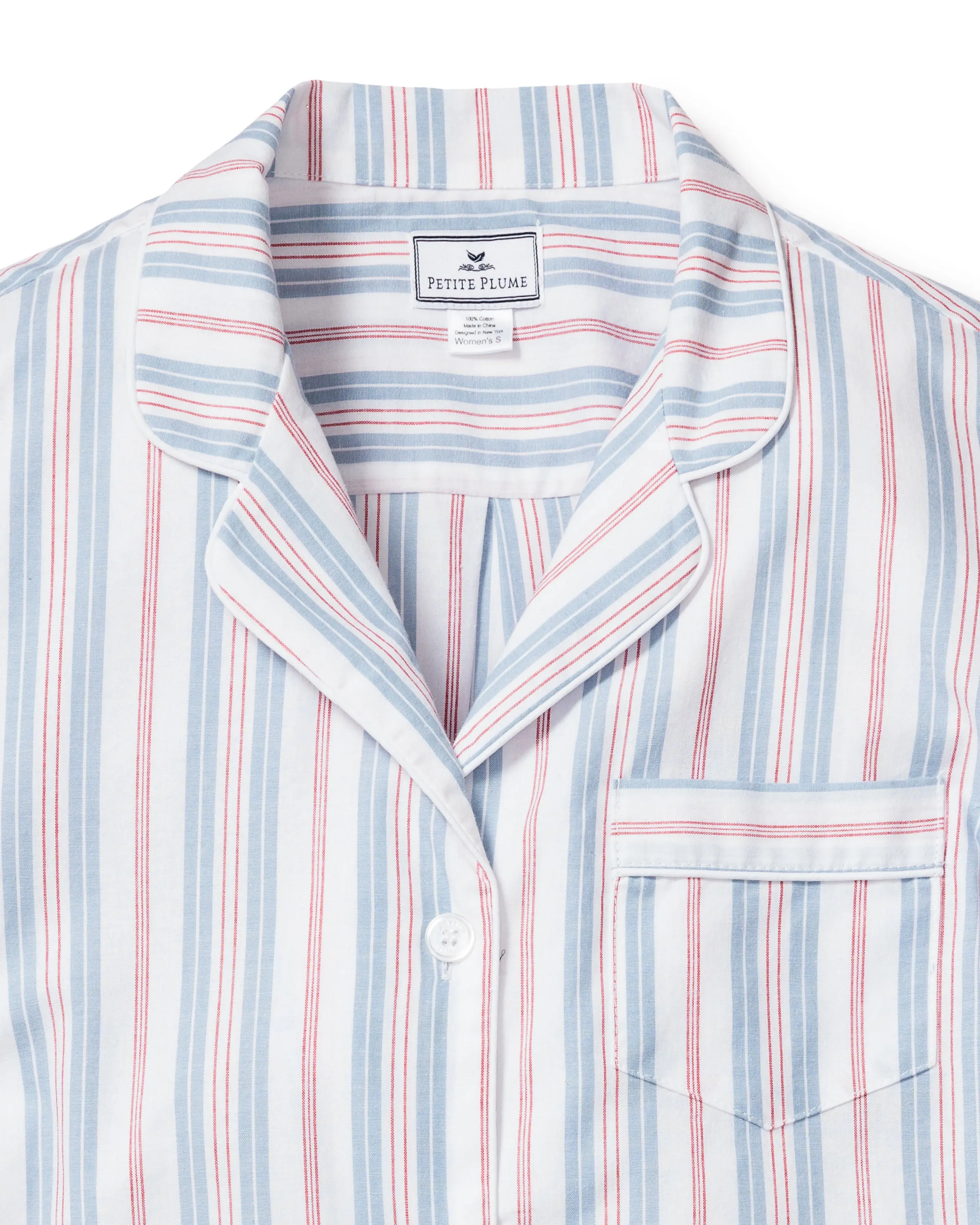 Women's Twill Nightshirt in Vintage French Stripes sold by Petite Plume product image thumbnail 4