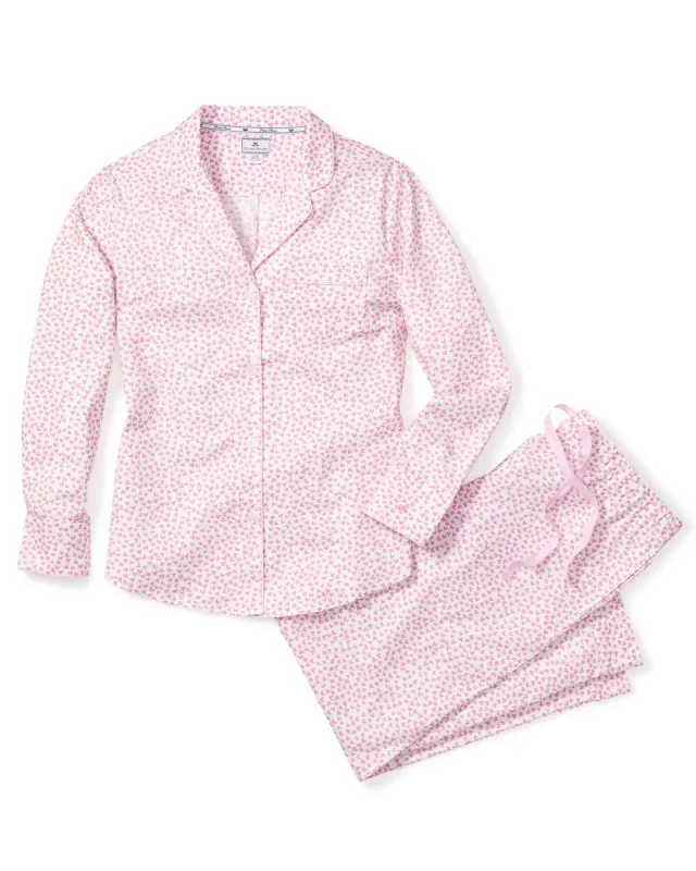 Women's Twill Pajama Set in Sweethearts sold by Petite Plume