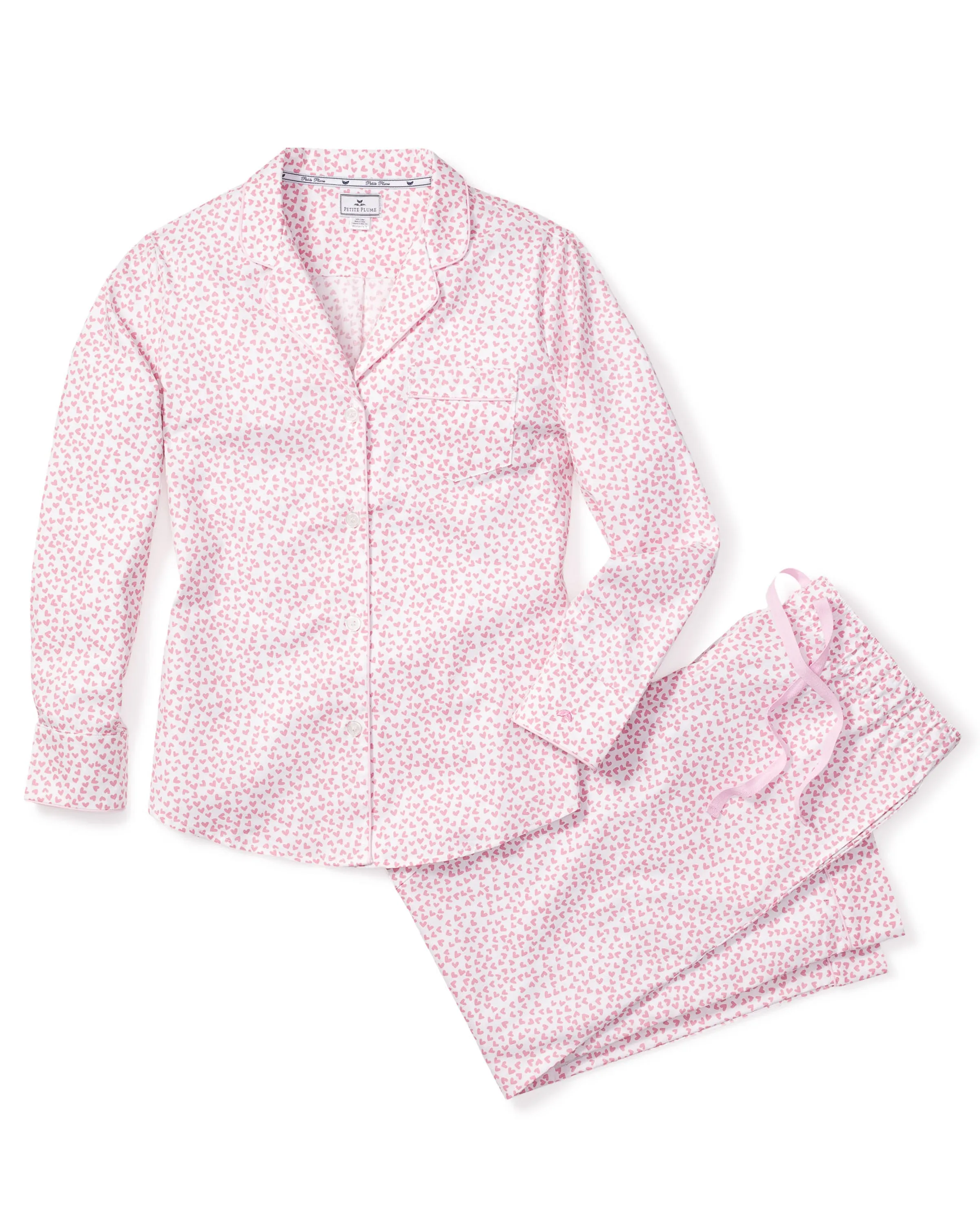 Women's Twill Pajama Set in Sweethearts sold by Petite Plume