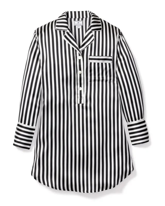 Women's Silk Nightshirt in Bengal Stripe sold by Petite Plume